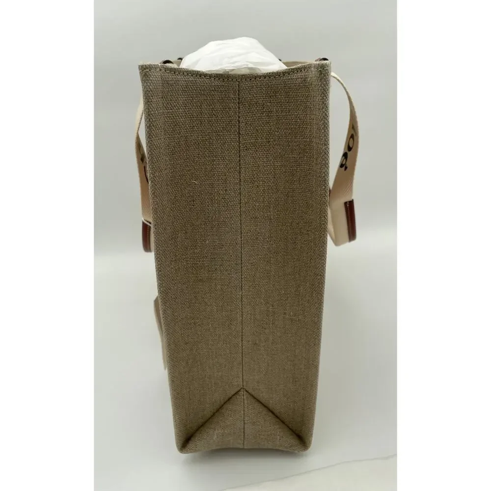 $1650 NEW CHLOE LARGE WOODY CANVAS TOTE SHOULDER BAG NWT AUTHENTIC - Picture 10 of 14